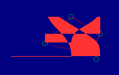 A screenshot of an attempt to fill a shape made of bezier curves. It is clearly not functional and has artifacts.